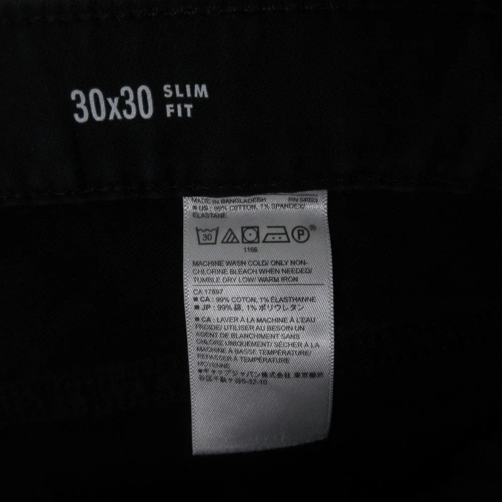 Banana Republic Jeans Mens 30x30 Black Slim Fit Travel Jean Stretch Chino‎ Pants